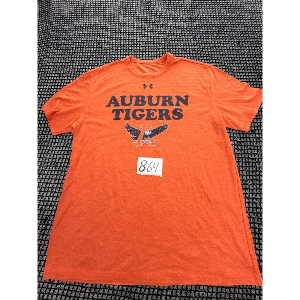 Under Armour Auburn Tigers Mens Large Orange Graphic T-Shirt Loose Fit